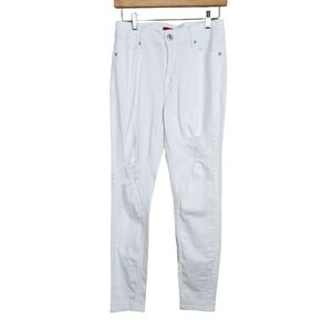 Guess Tahiana Fit High Waist Skinny White Denim Jeans Distressed Women's Size 30